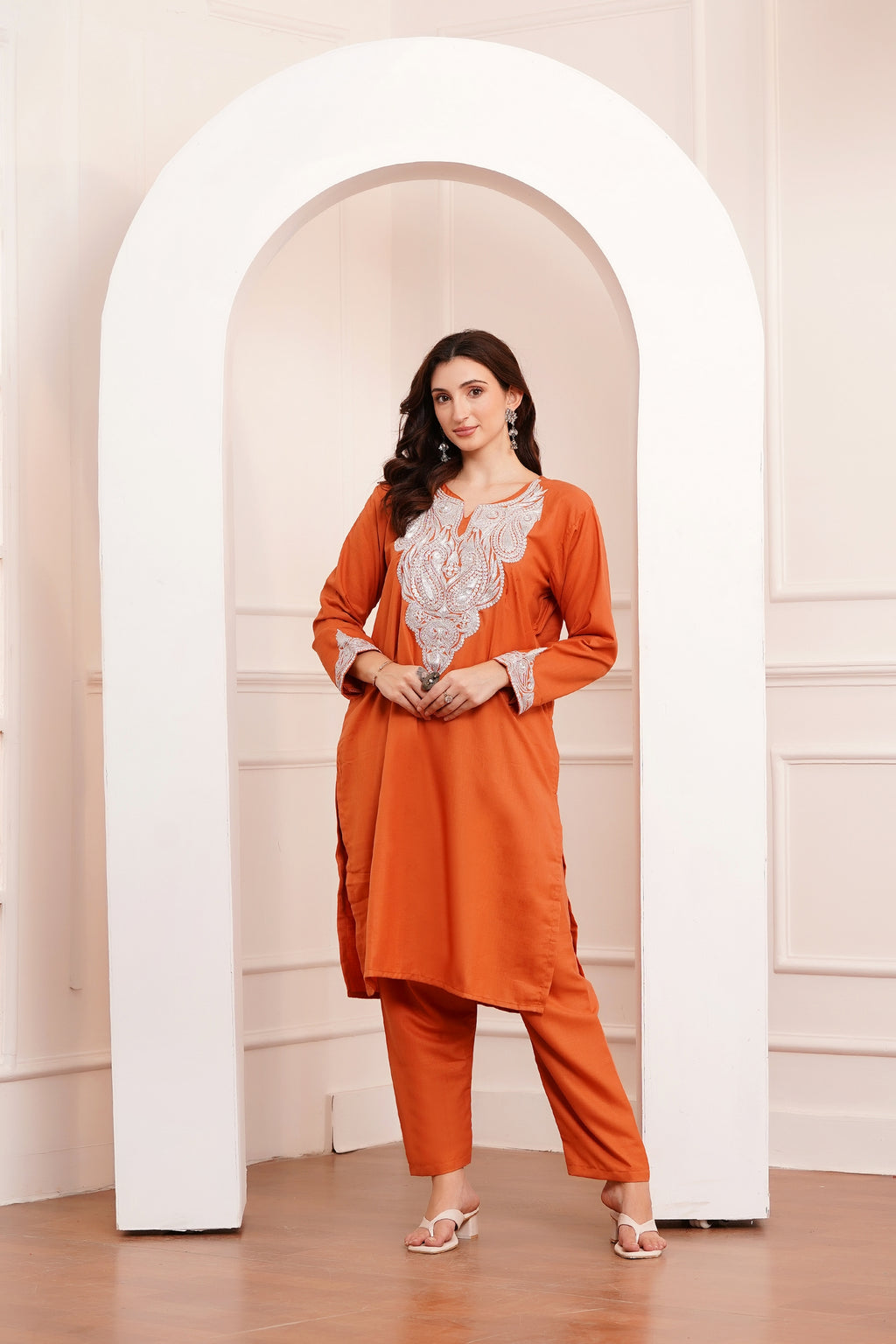 Kashmiri Cotton botta Tilla - 3pc set - Amber Spice