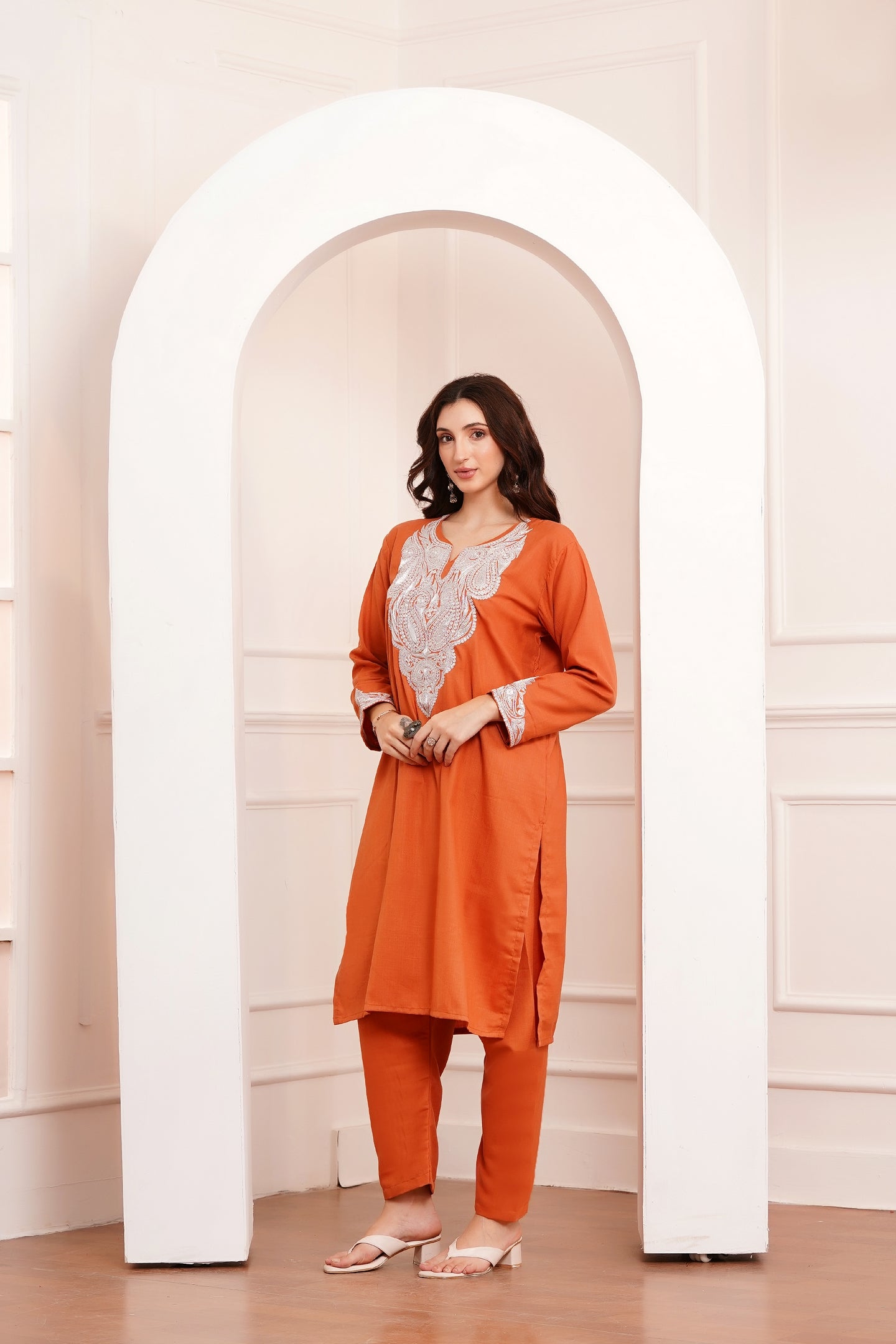 Kashmiri Cotton botta Tilla - 3pc set - Amber Spice