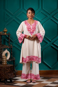 Kashmiri Bouquet Malai Cotton Tunic & Pant Set - Rose Ivory