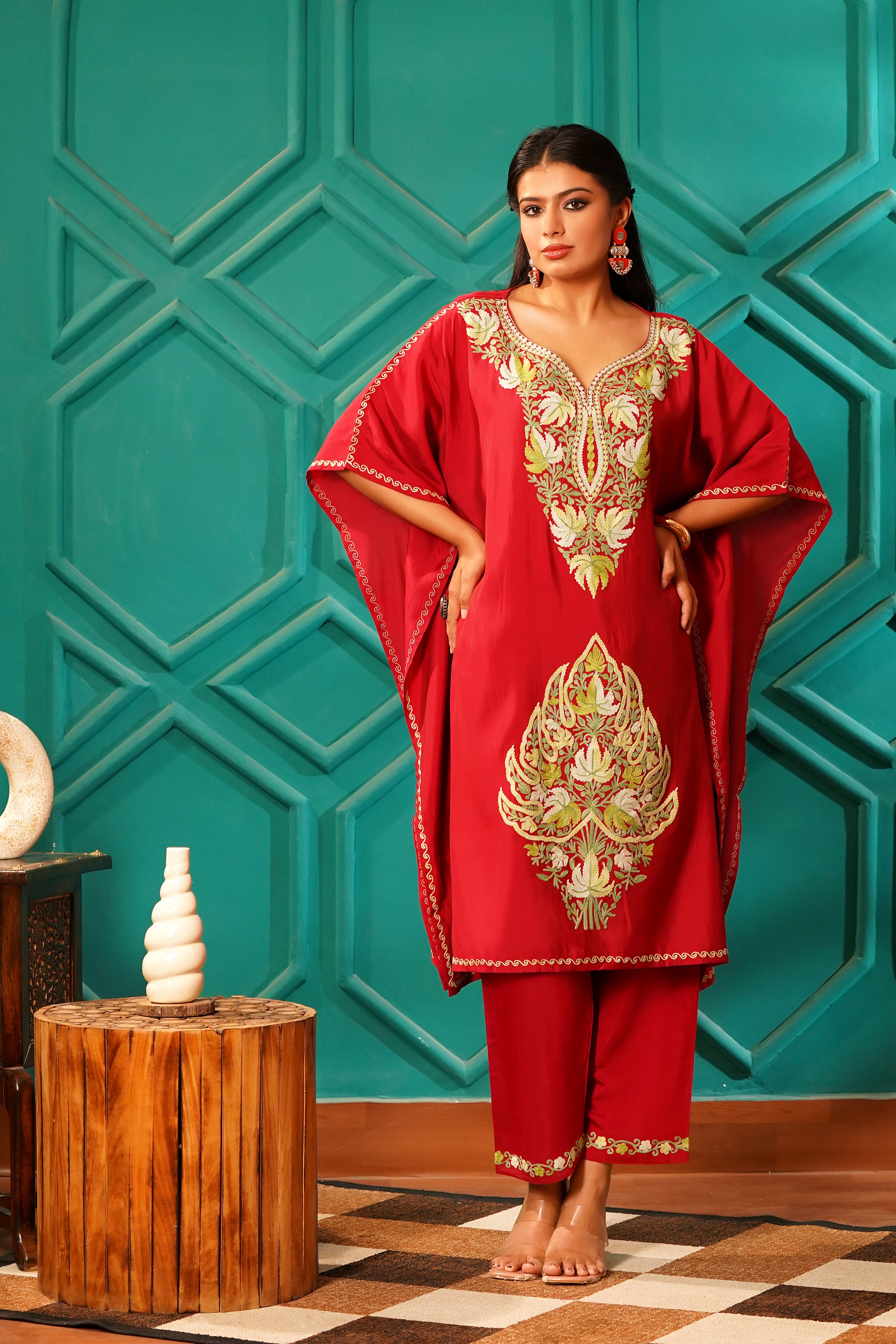 Regal & Heritage - KAFTAN-Muslin cotton Co-ord set-2pc - Ruby Heritage