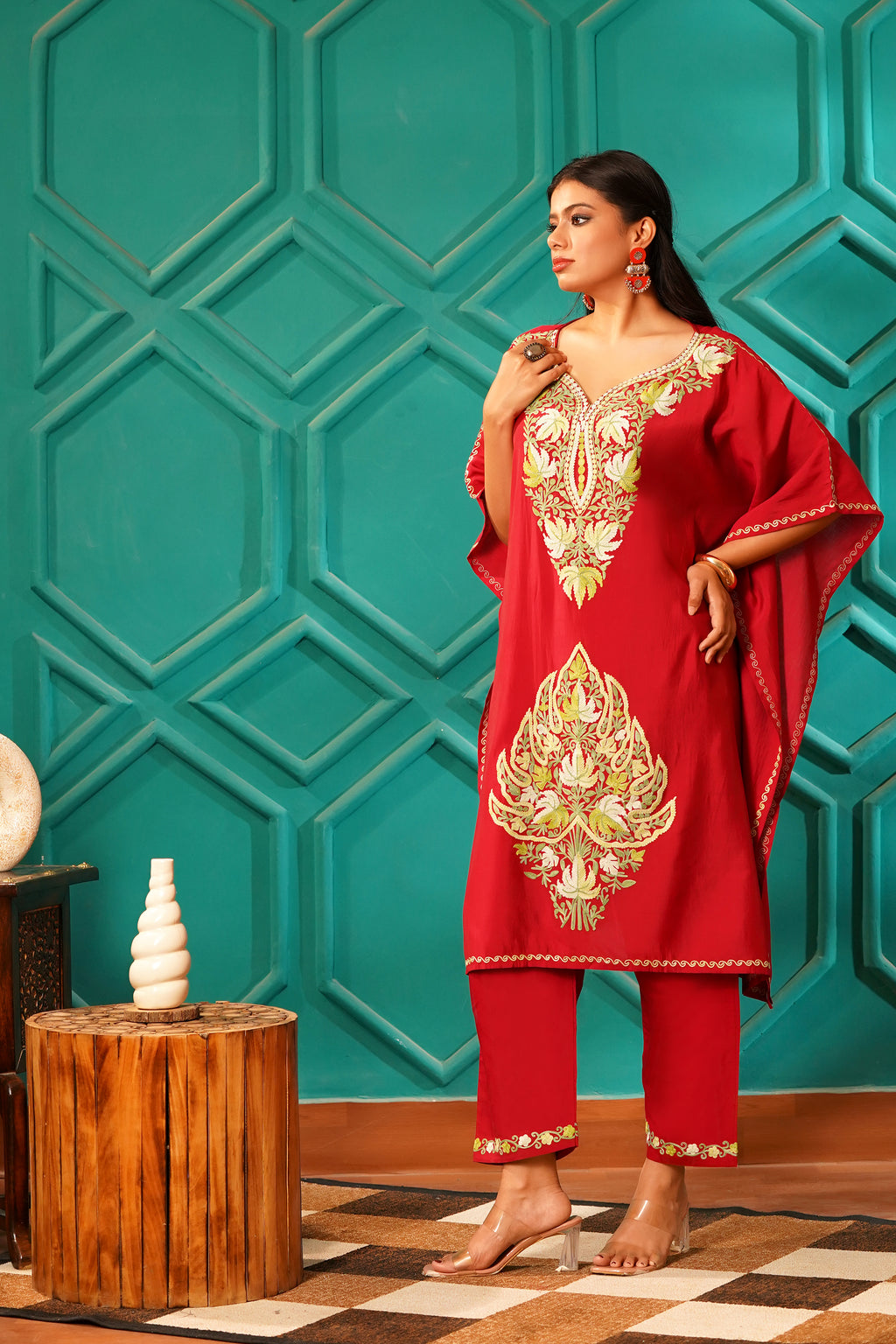 Regal & Heritage - KAFTAN-Muslin cotton Co-ord set-2pc - Ruby Heritage