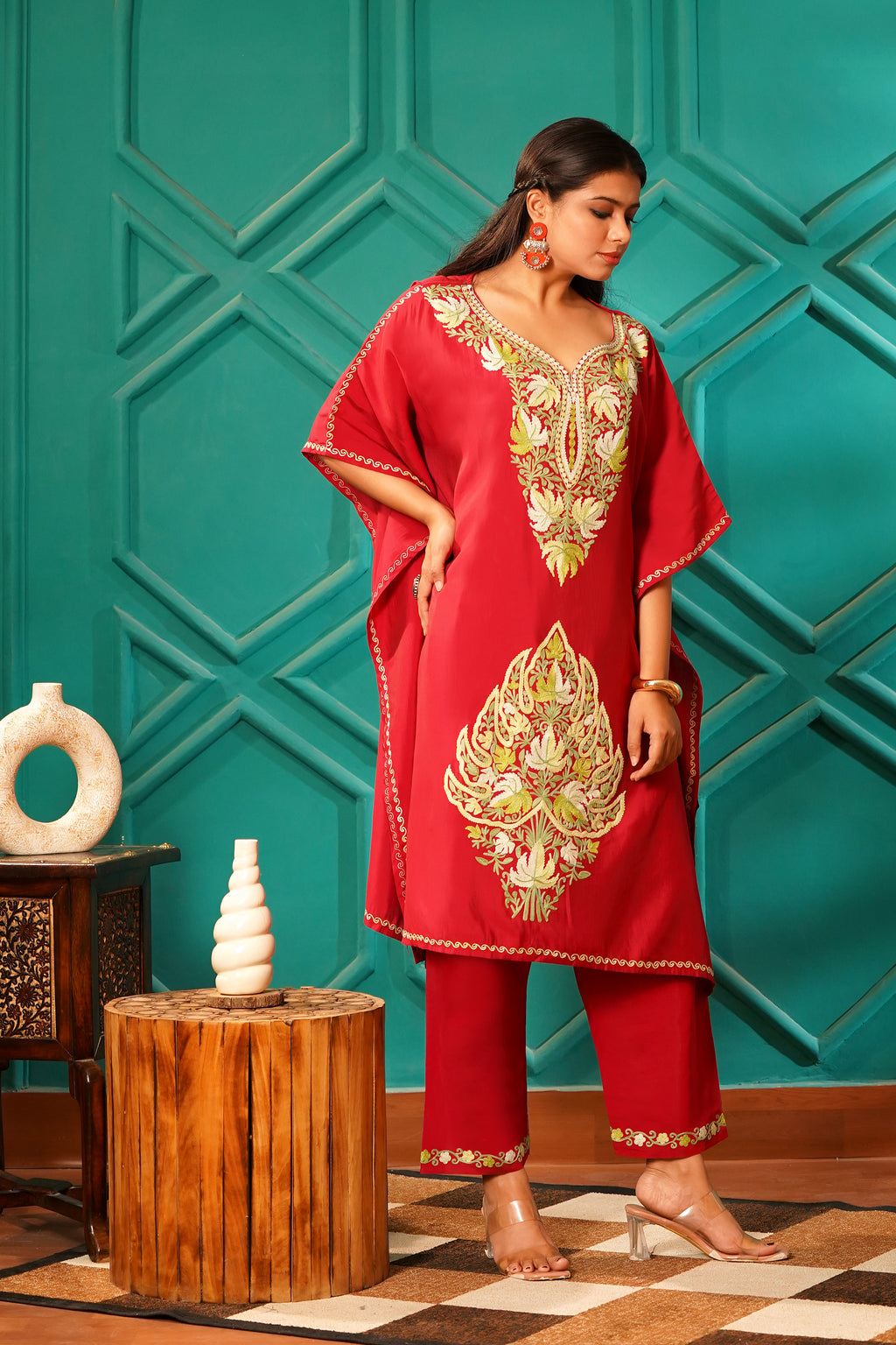 Regal & Heritage - KAFTAN-Muslin cotton Co-ord set-2pc - Ruby Heritage