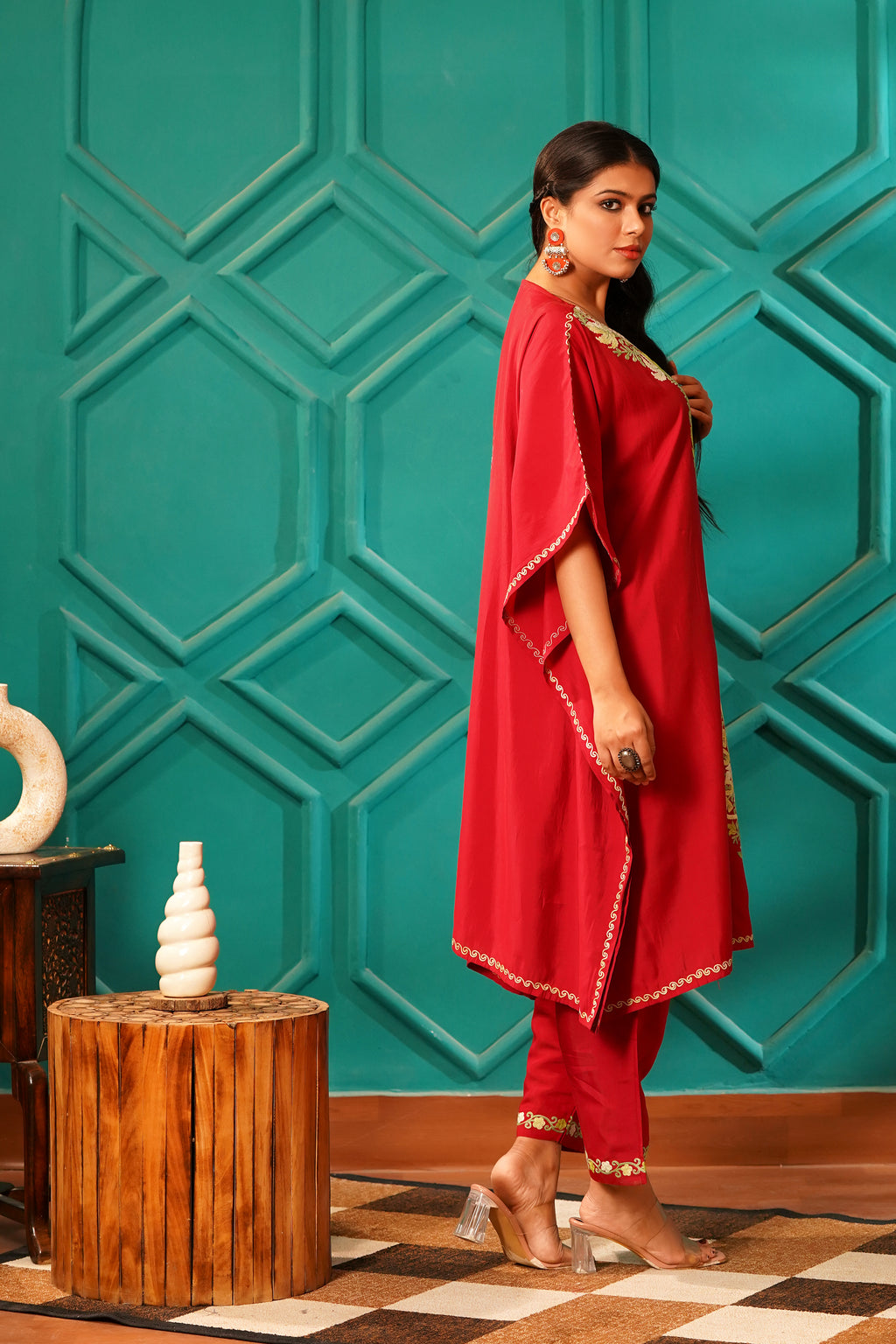 Regal & Heritage - KAFTAN-Muslin cotton Co-ord set-2pc - Ruby Heritage