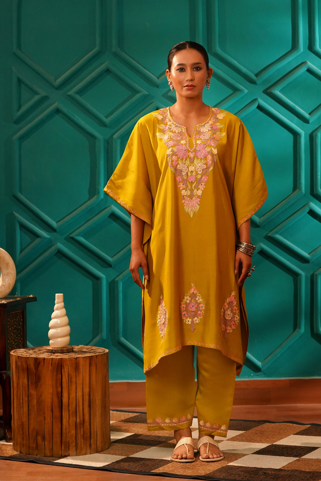 Regal & Heritage - KAFTAN-Muslin cotton Co-ord set-2pc - Vintage Ochre