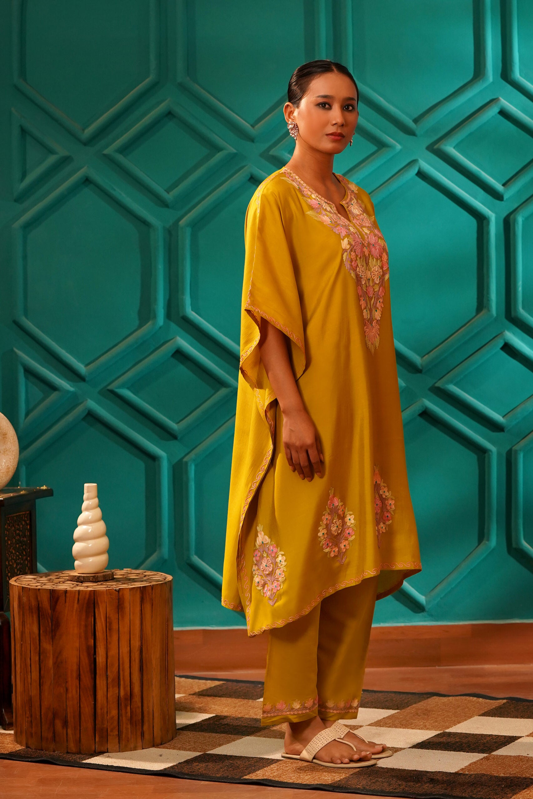 Regal & Heritage - KAFTAN-Muslin cotton Co-ord set-2pc - Vintage Ochre
