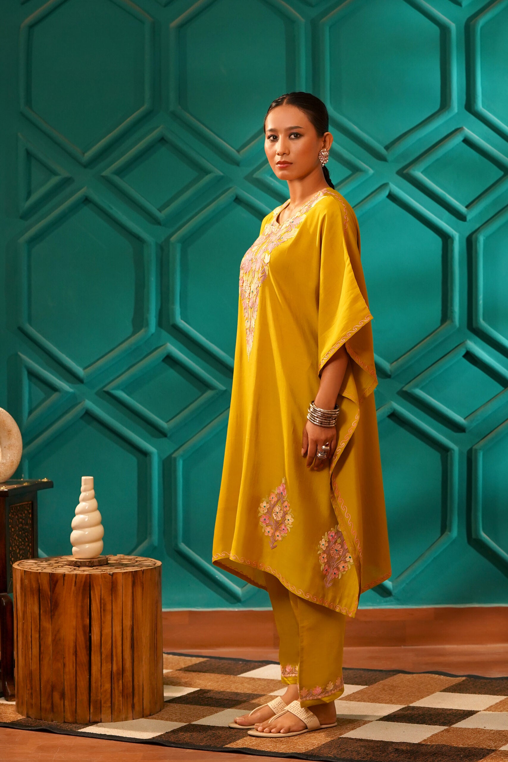 Regal & Heritage - KAFTAN-Muslin cotton Co-ord set-2pc - Vintage Ochre