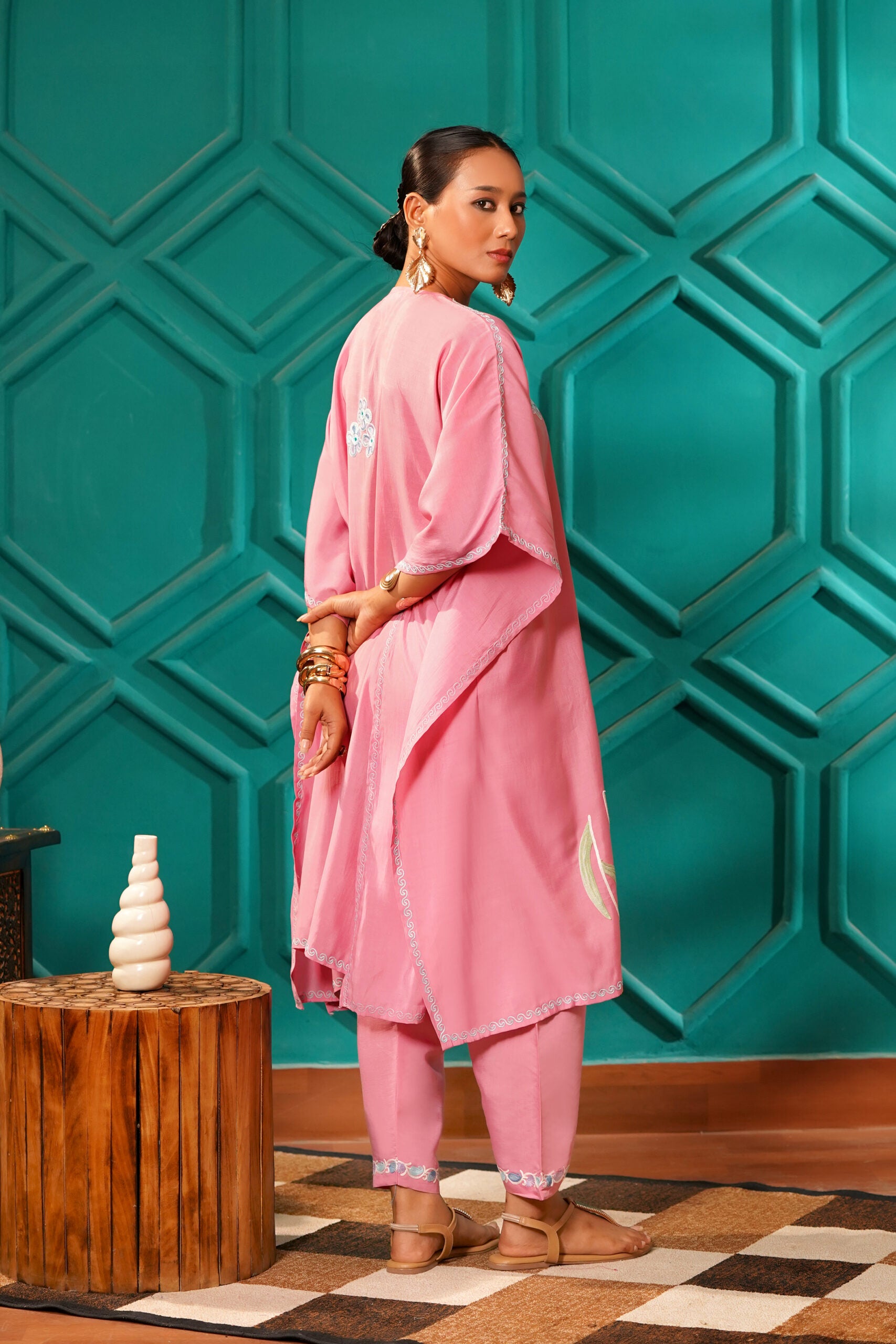 Regal & Heritage - KAFTAN-Muslin cotton Co-ord set-2pc - cherry blossom