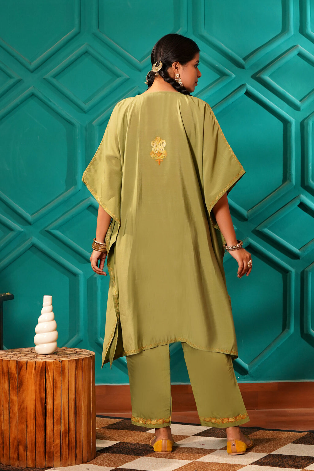 Regal & Heritage - KAFTAN-Muslin cotton Co-ord set-2pc - Imperial Sage