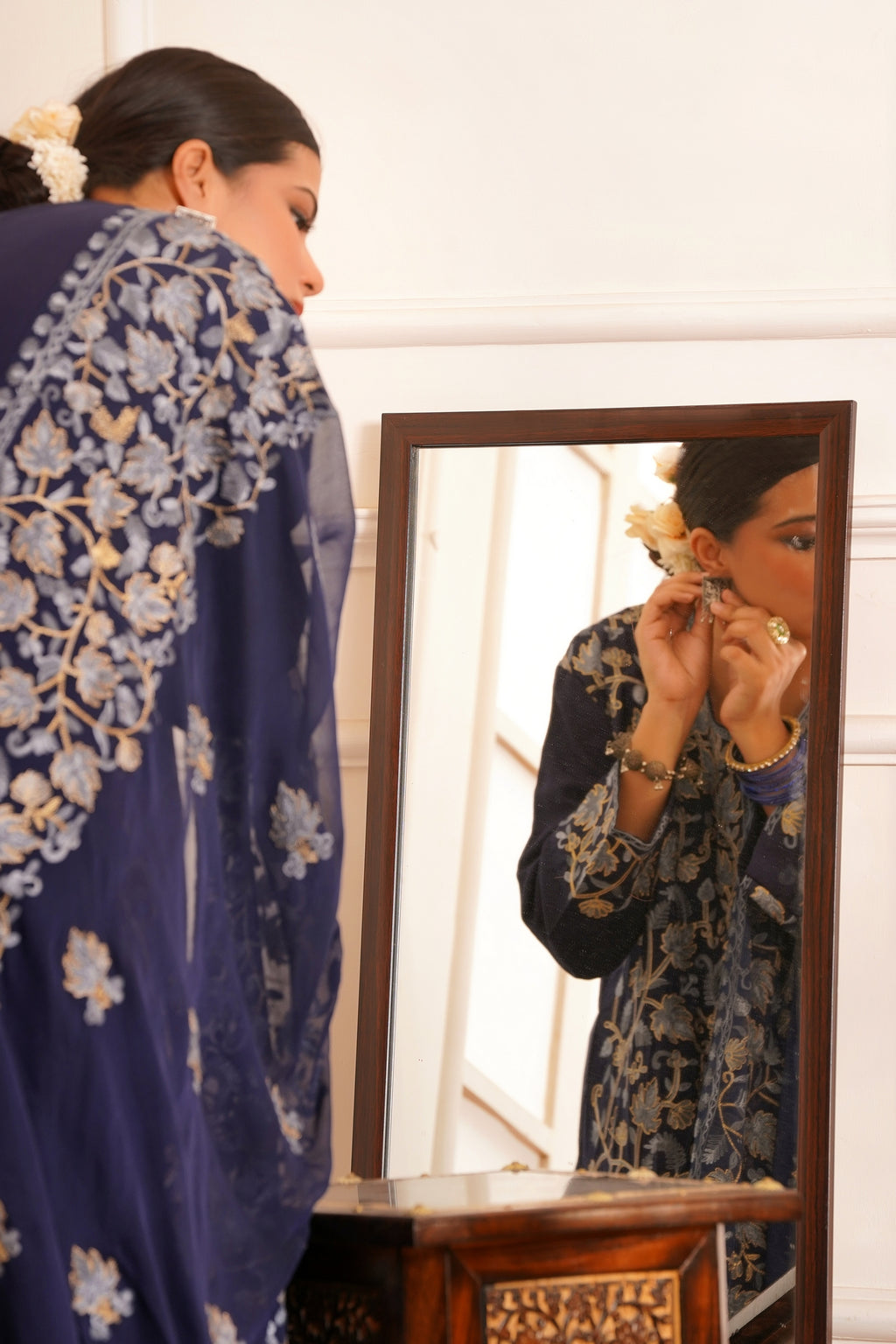 Regal & Classic- Rayon Kashmiri AARI Zari Work-3pc - Twilight Sapphire