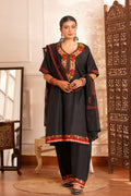 Modern Luxury- Cotton Chiffon AARI work 3pc shrug set - Ivory Mint