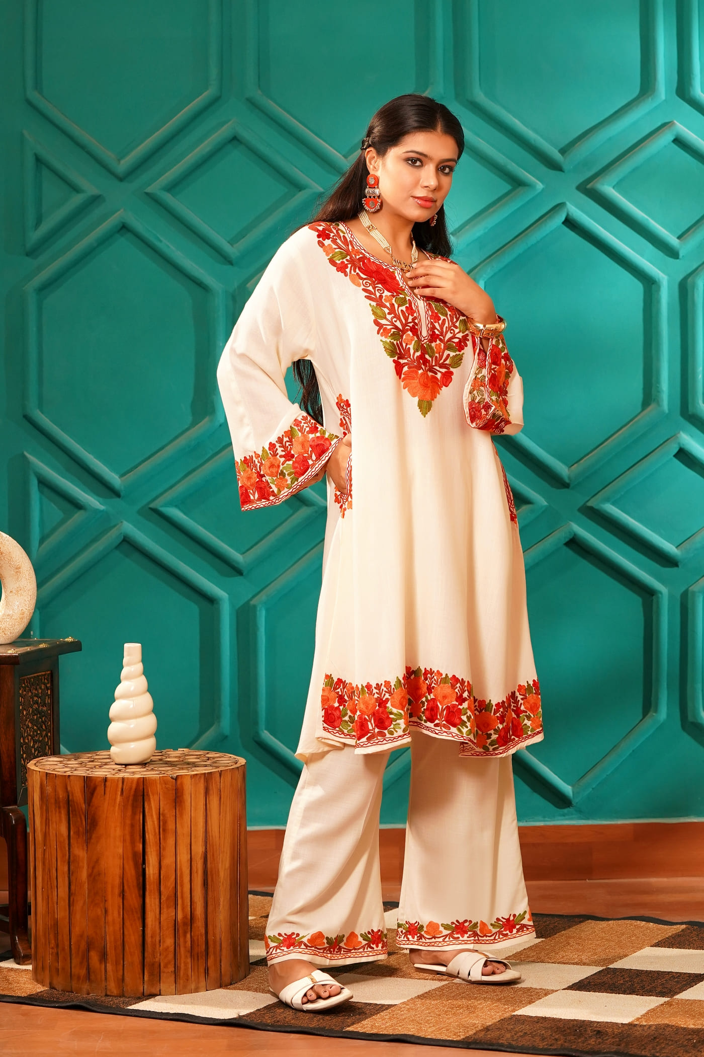 Kashmiri Bouquet Malai Cotton Tunic & Pant Set - Image 5