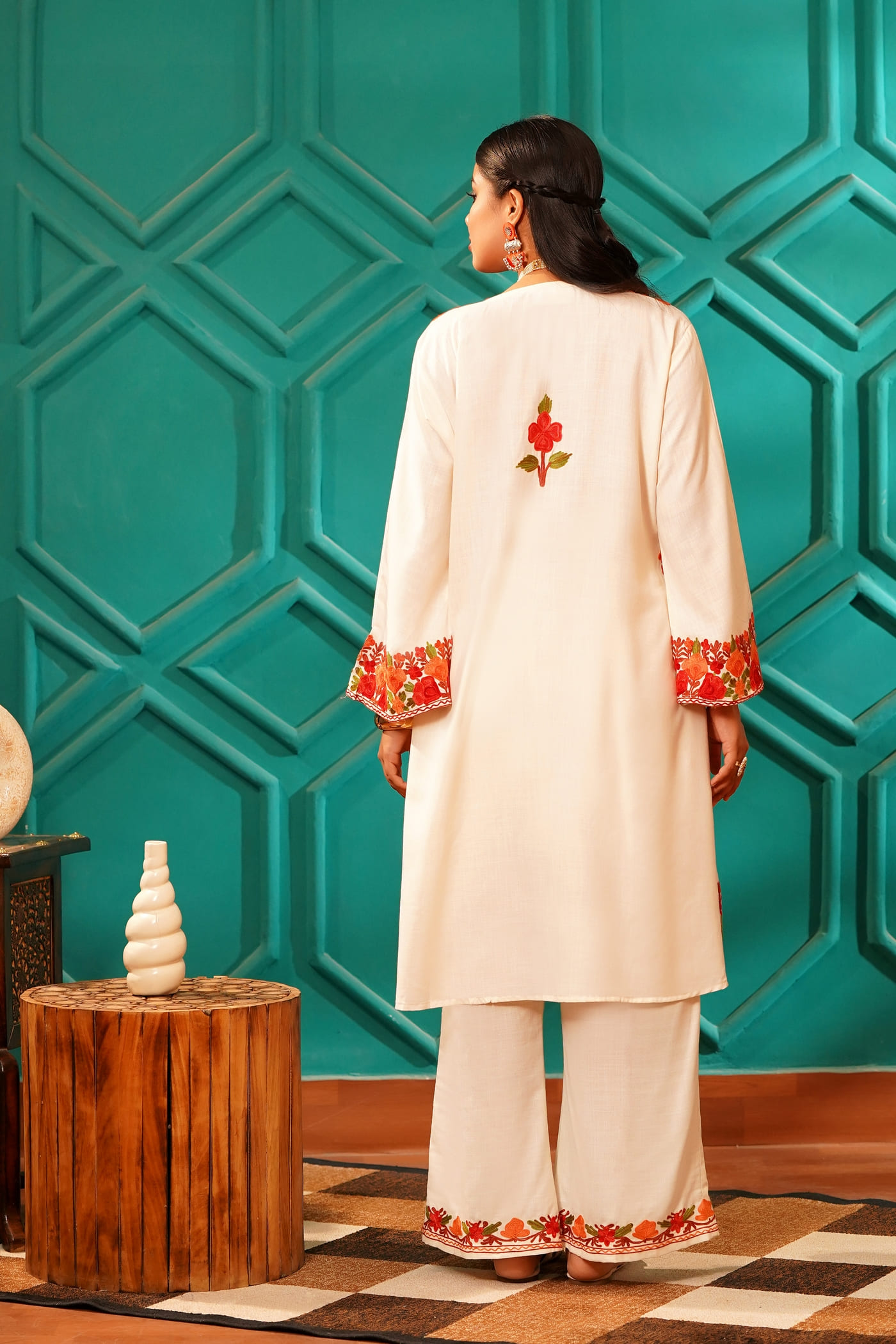 Kashmiri Bouquet Malai Cotton Tunic & Pant Set - Image 4
