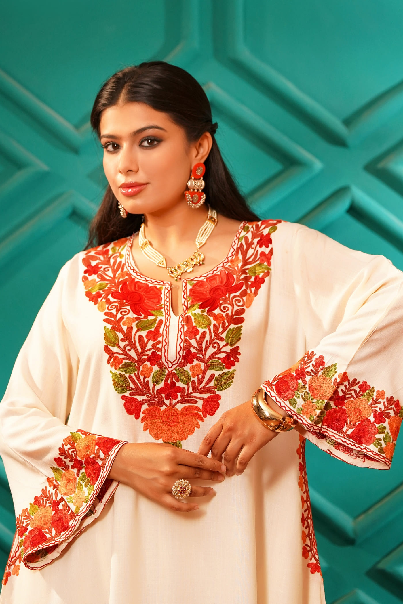Kashmiri Bouquet Malai Cotton Tunic & Pant Set - Image 6