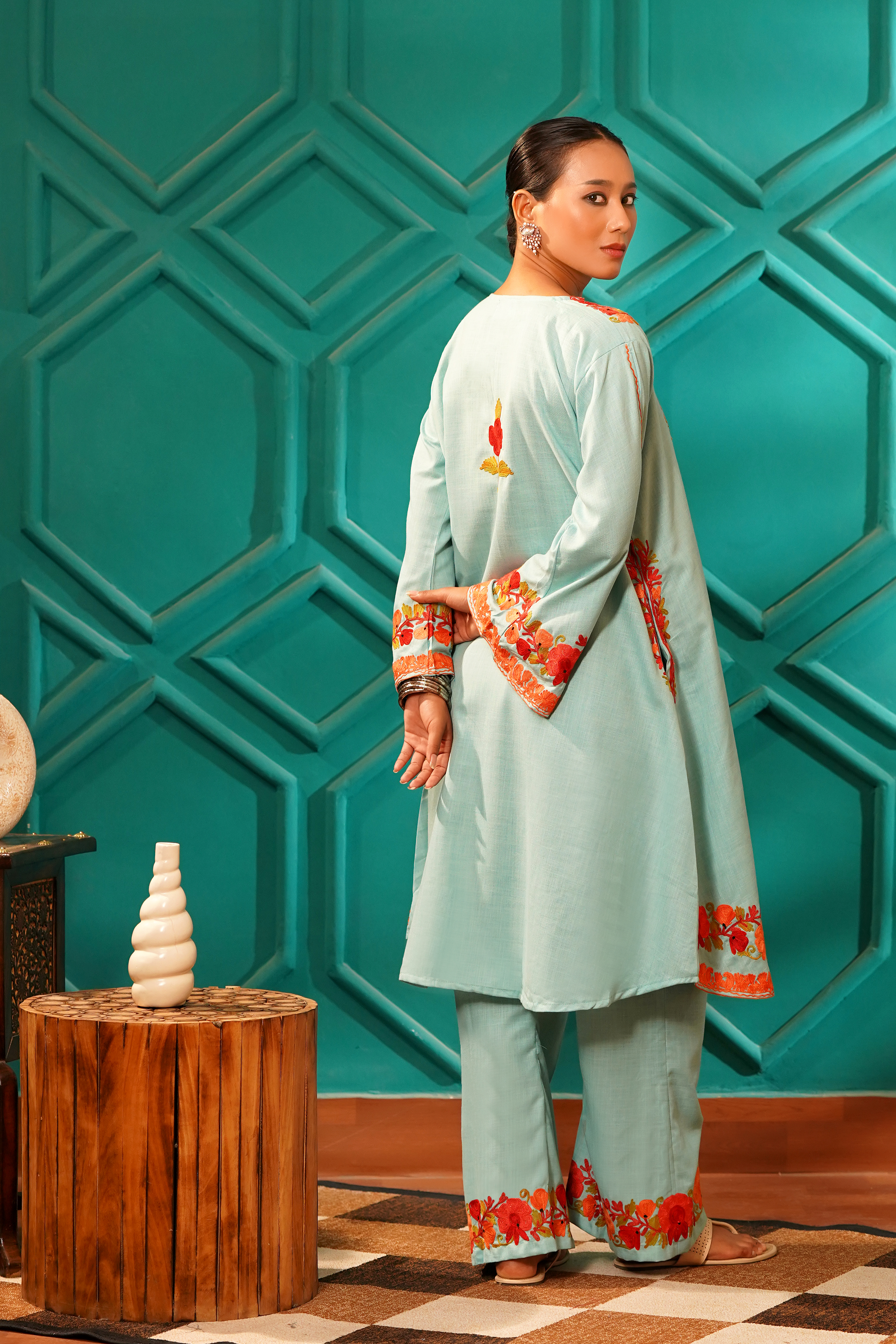 Kashmiri Bouquet Malai Cotton Tunic & Pant Set - Image 4