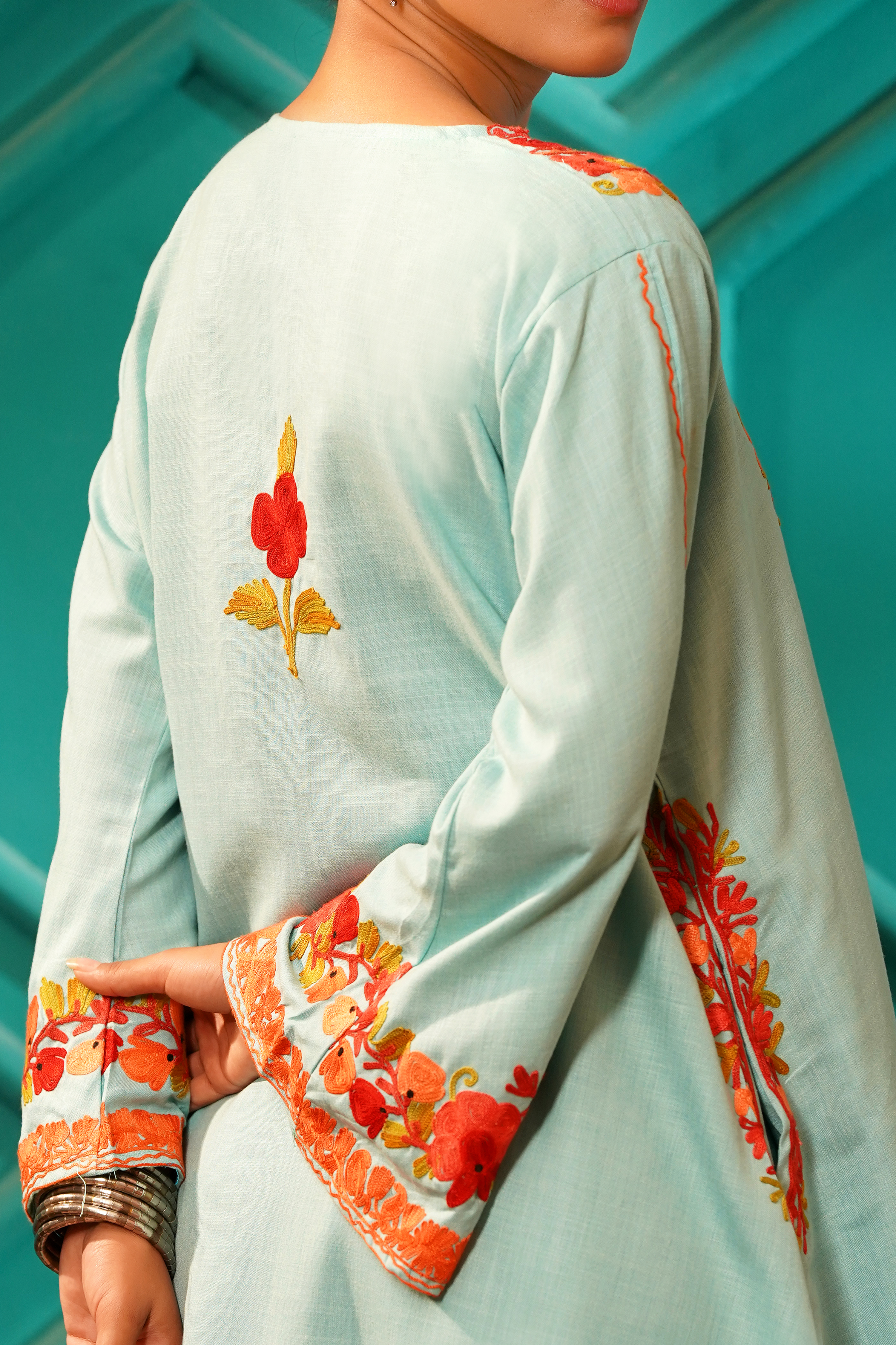 Kashmiri Bouquet Malai Cotton Tunic & Pant Set - Image 5