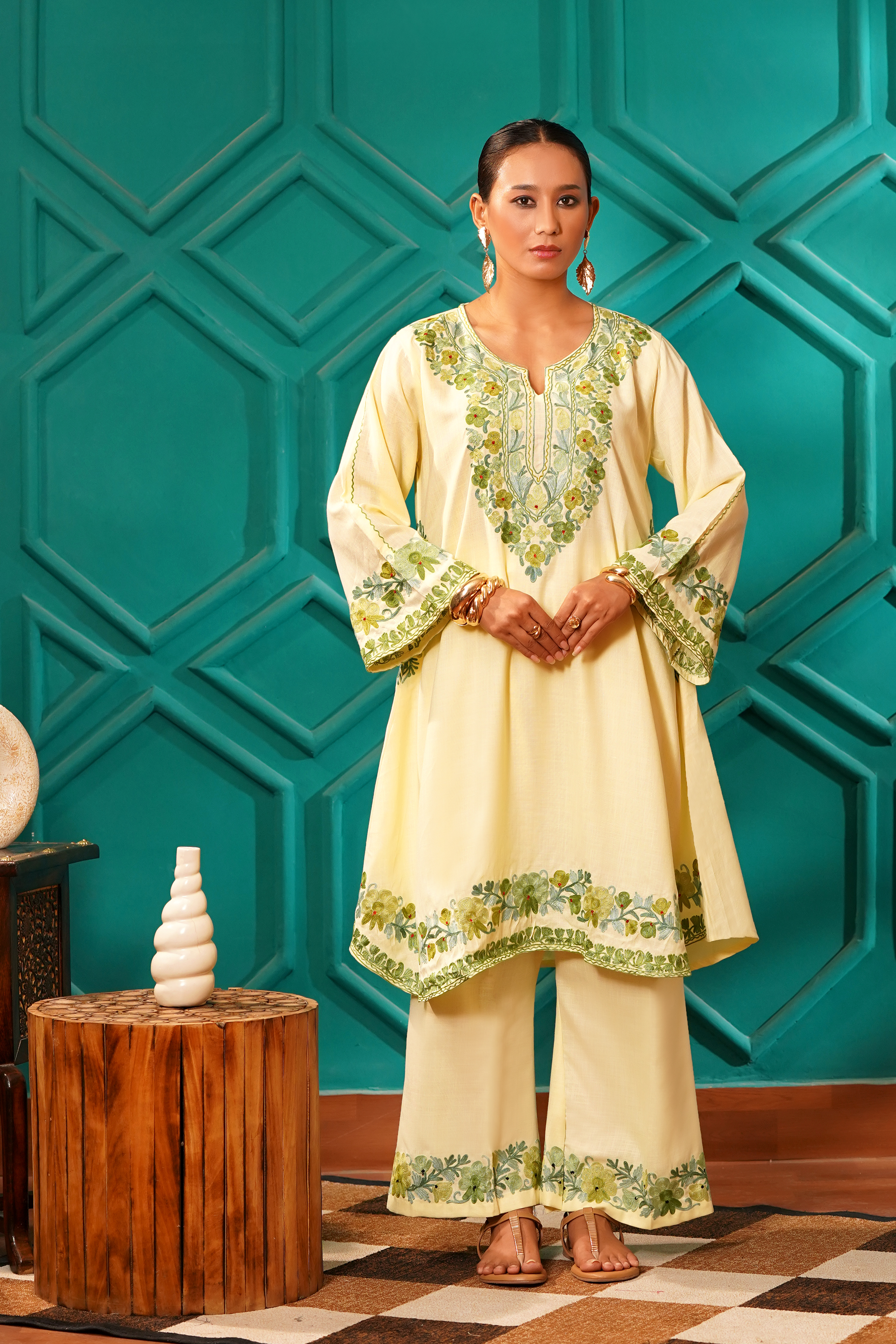 Kashmiri Bouquet Malai Cotton Tunic & Pant Set - Image 7