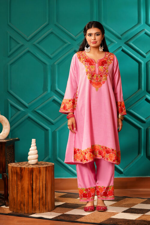 Kashmiri Bouquet Malai Cotton Tunic & Pant Set