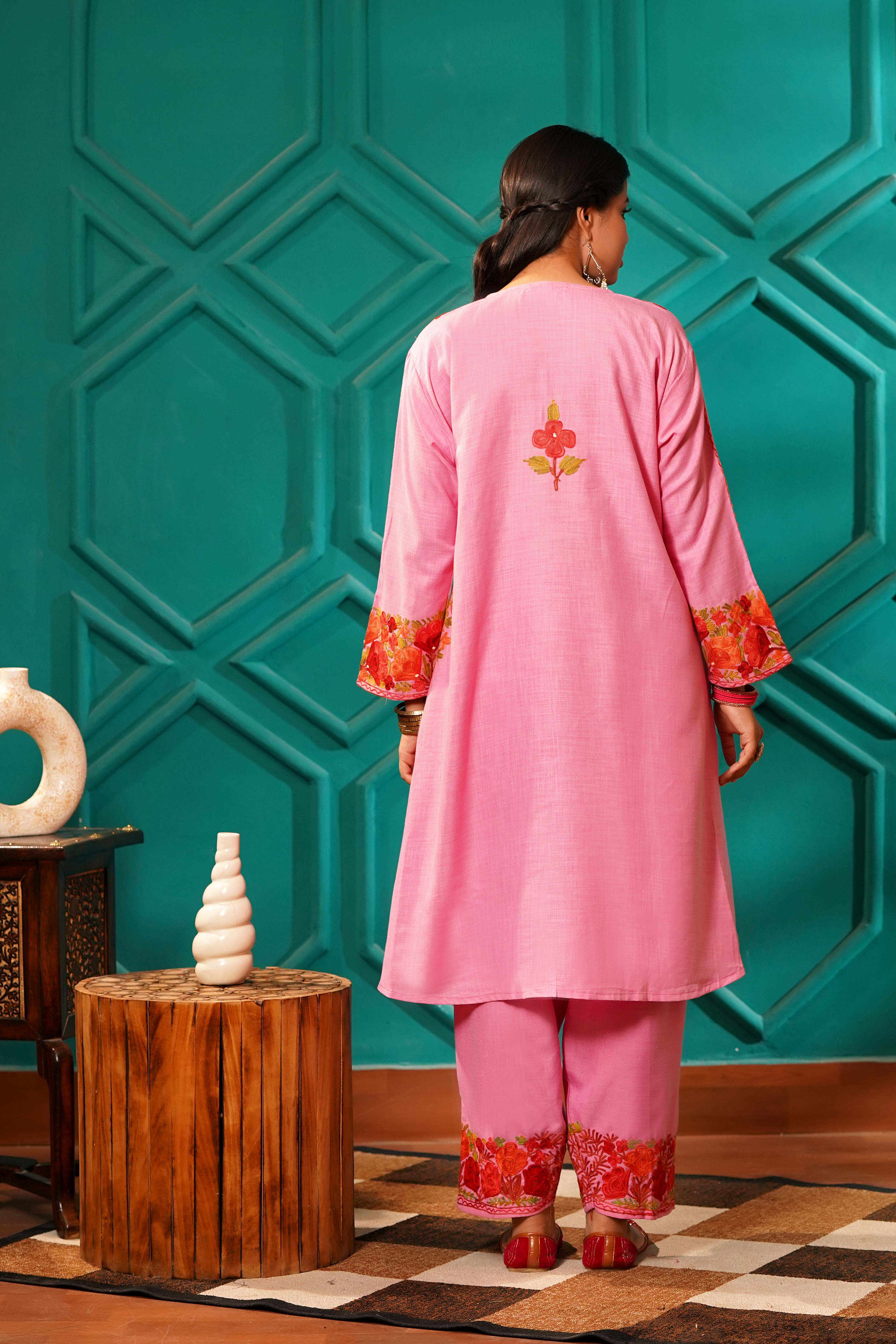 Kashmiri Bouquet Malai Cotton Tunic & Pant Set - Image 8
