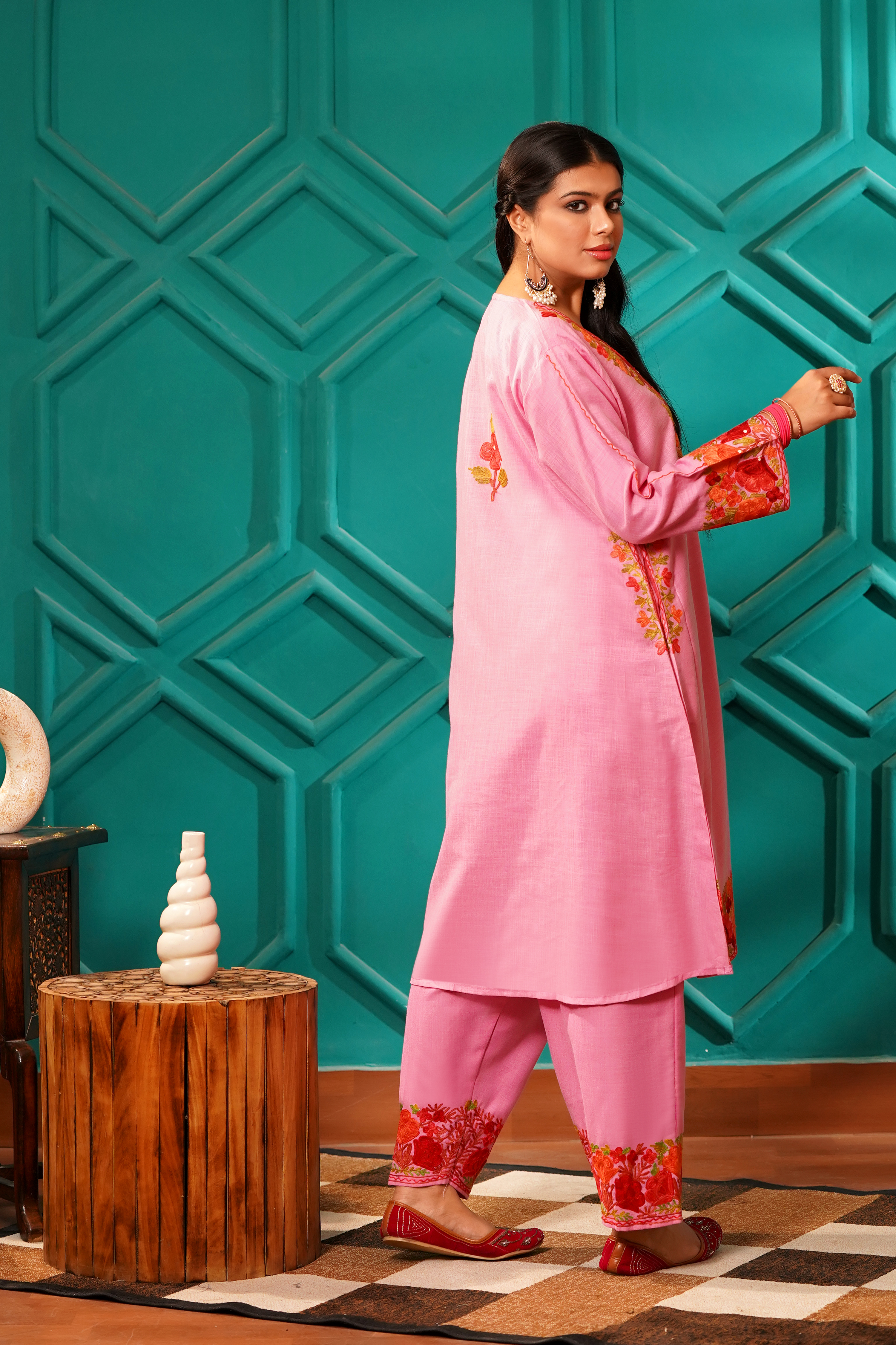Kashmiri Bouquet Malai Cotton Tunic & Pant Set - Image 7