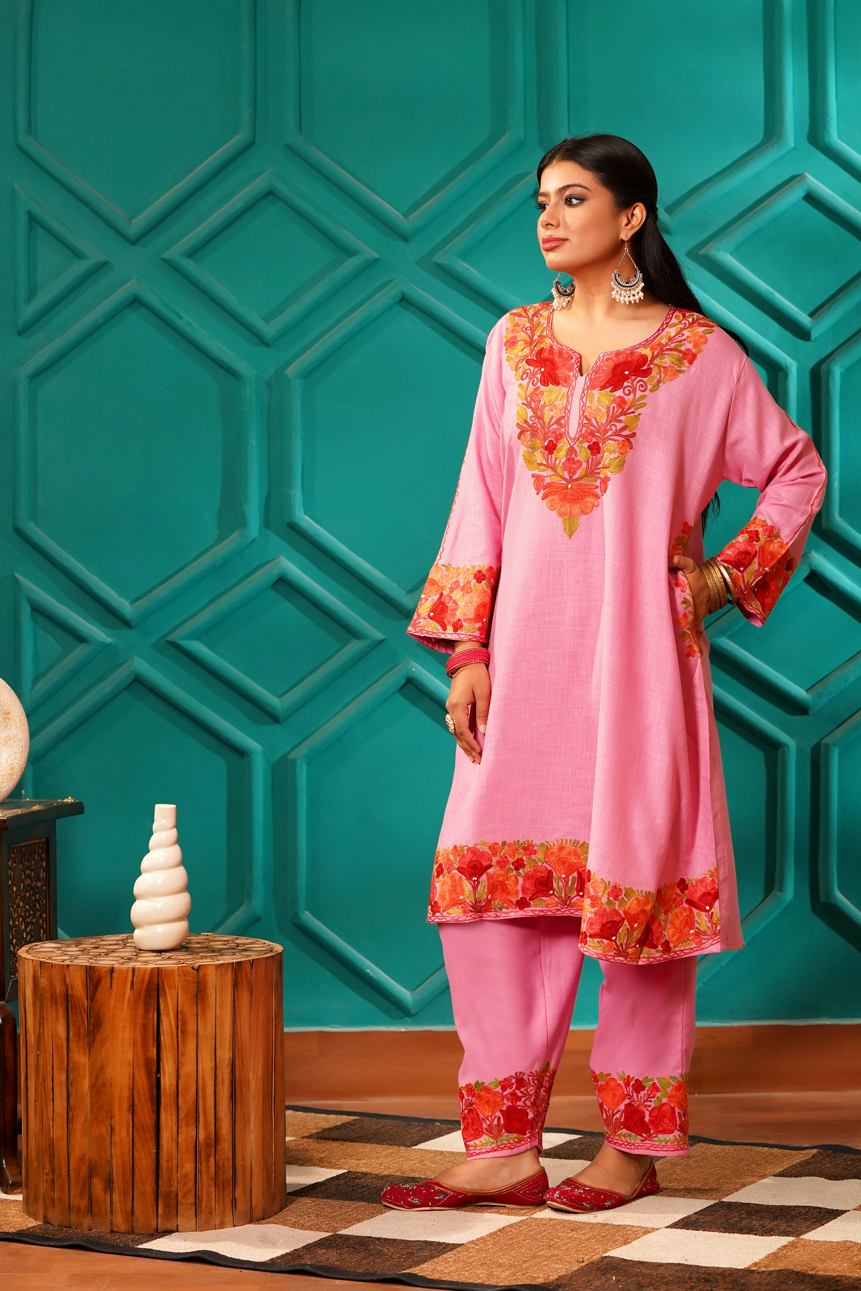 Kashmiri Bouquet Malai Cotton Tunic & Pant Set - Image 6