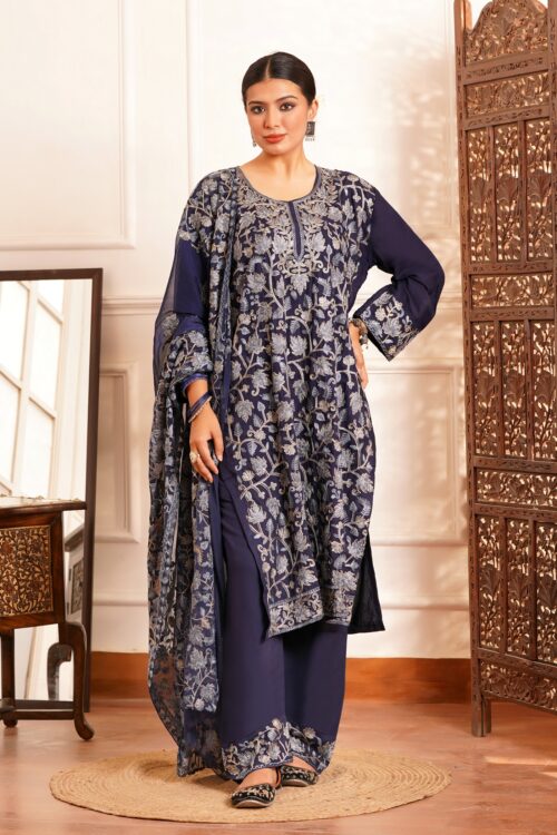 Regal & Classic- Rayon Kashmiri AARI Zari Work-3pc